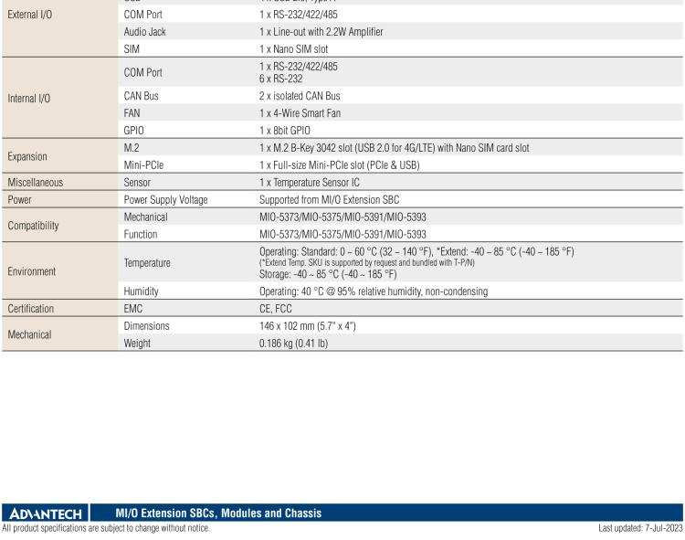 研華MIOe-260 M.2 B-key，高速 miniPCIe，雙Intel LAN，4個(gè)USB2.0、8個(gè)COM