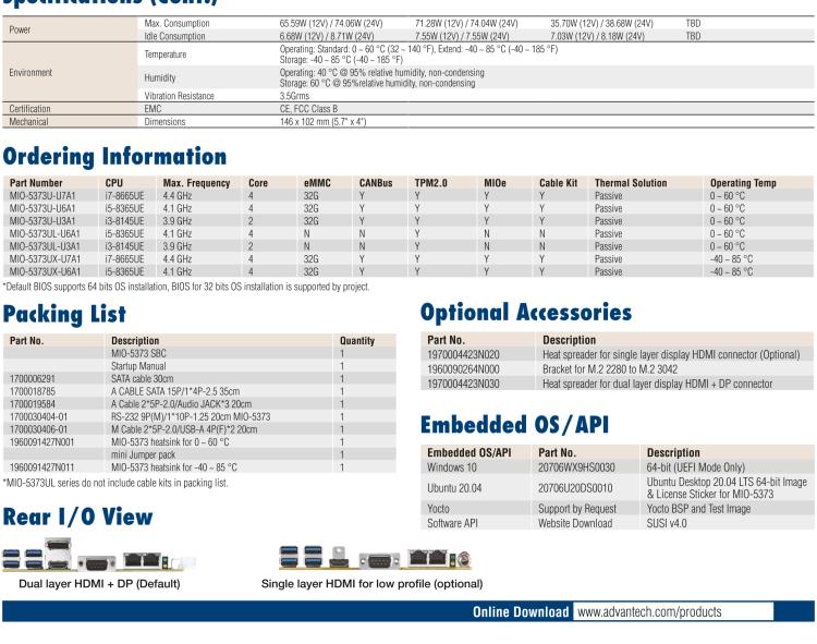 研華MIO-5373 第八代 Intel 低功耗高性能 超極本CPU 3.5寸嵌入式單板，性能提升40%