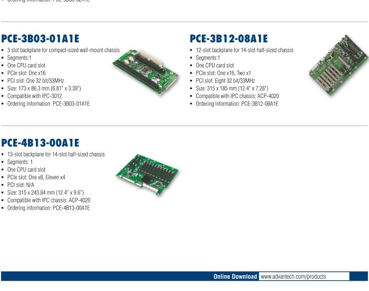 研華PCE-3B12 PICMG 1.3 Half-size mainstream SHB Backplanes, Compactable with PCE-3000 series and IPC chassis: ACP-4020