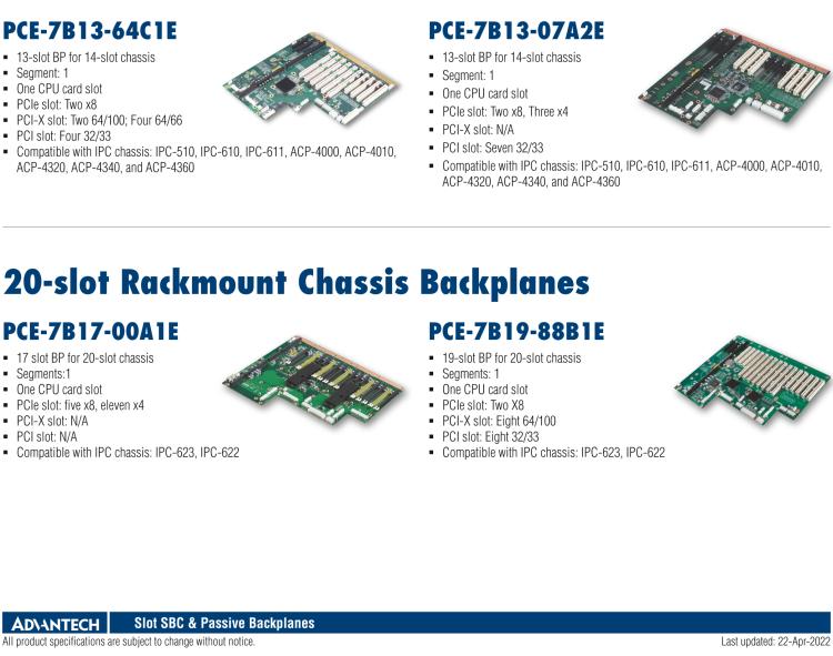 研華PCE-7B17-00 PICMG1.3 Full-Size SHB Backplanes