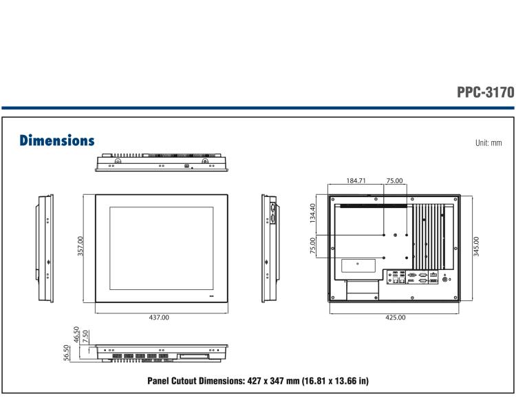 研華PPC-3170-RE4BE 17" 無風扇工業(yè)平板電腦, 搭載 Intel? Atom? E3845 四核心處理器