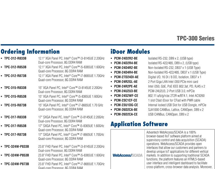 研華TPC-317 17" SXGA TFT LED LCD工業(yè)平板電腦，搭載第八代Intel?Core?i3/ i5/ i7處理器，內(nèi)置8G DDR4 RAM