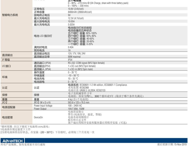 研華POC-IPSM90 270Wh 智能電源系統(tǒng)， 包含 3 × 90Wh 的鋰電子電池組