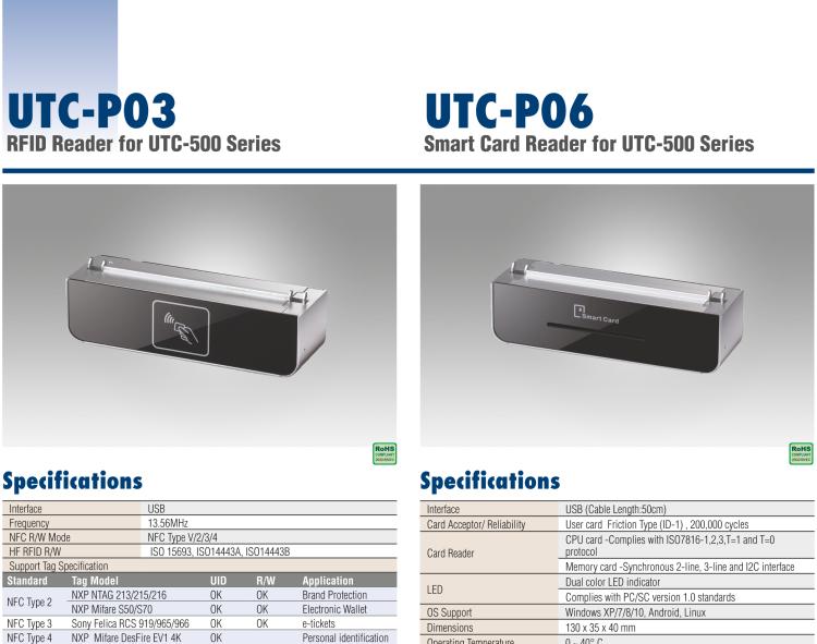 研華UTC-P03 RFID 讀卡器，適用于 UTC-515/520/532 系列