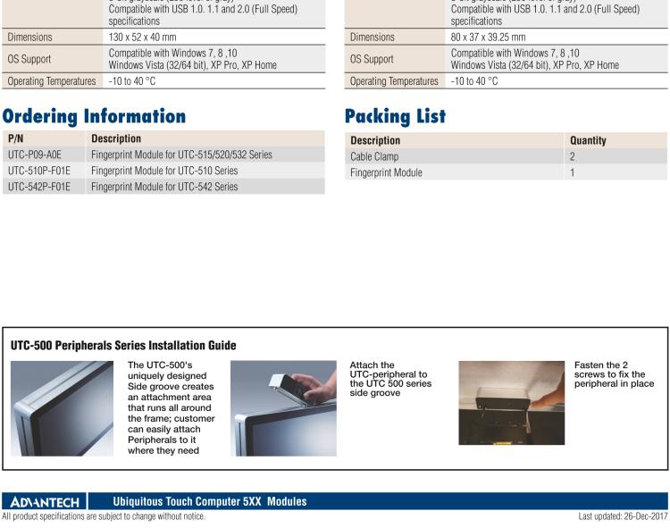 研華UTC-542P-F Fingerprint Reader for UTC-542 Series