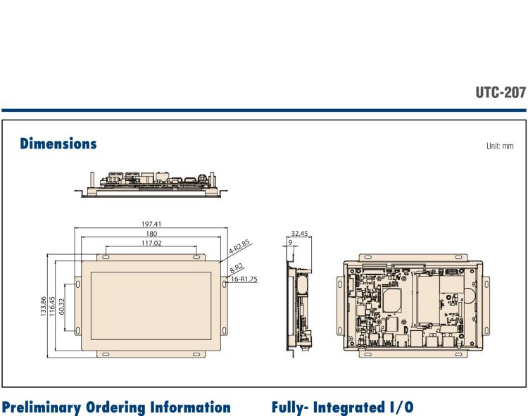 研華UTC-207G 7" Open Frame Panel PC with Intel? Celeron? N3350/ Pentium? N4200