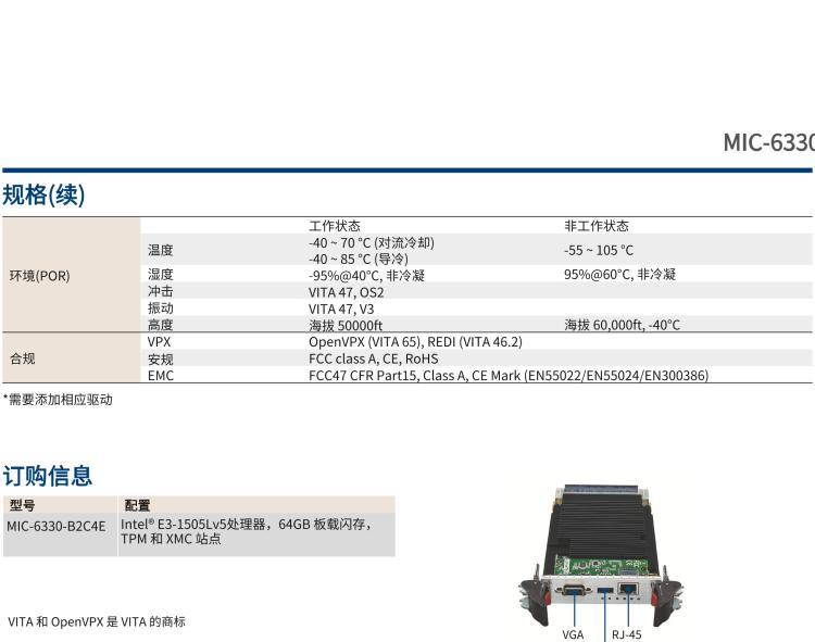 研華MIC-6330 3U OpenVPX 刀片式主板，搭載 Intel? Xeon?E3v5 與 E3v6 系列處理器