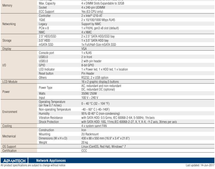 研華FWA-4231 基于Intel? Haswell XeonTM E3/CoreTM/ PentiumTM /Celeron 系列處理器 2U機(jī)架式網(wǎng)絡(luò)應(yīng)用平臺(tái)