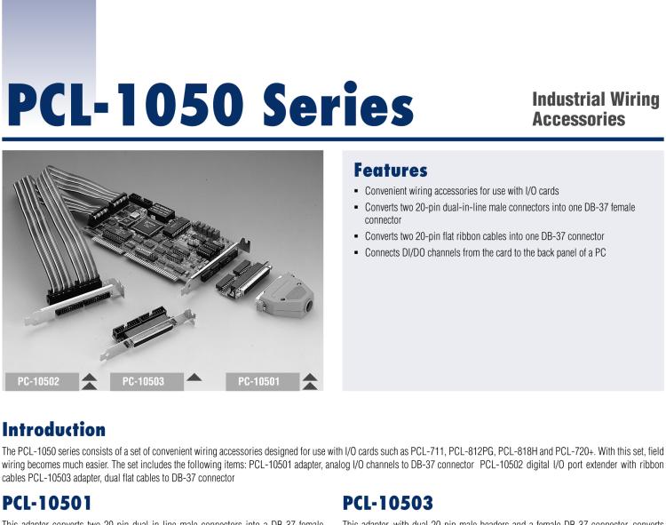 研華PCL-10502 擴充器，接駁到電腦插槽板的雙20P延長線纜