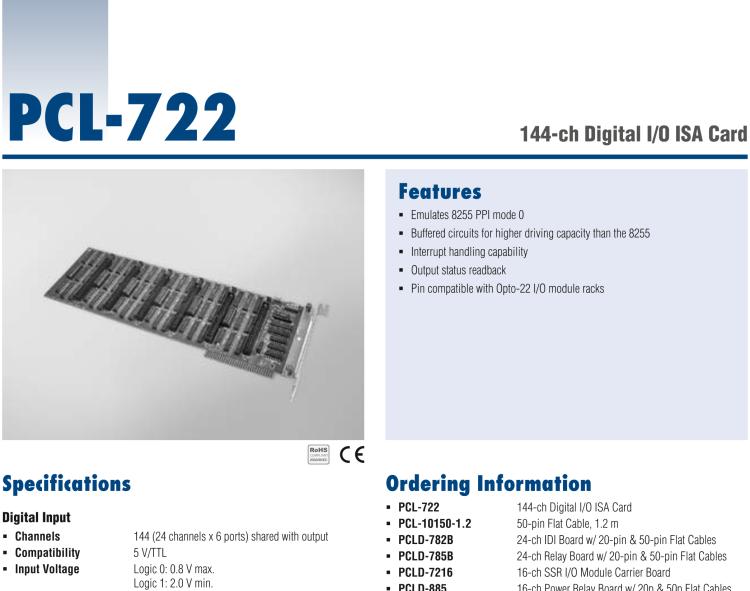 研華PCL-722 144通道數(shù)字輸入/輸出ISA卡