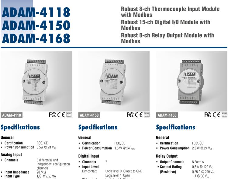 研華ADAM-4118 堅(jiān)固型8路熱電偶輸入模塊，帶Modbus