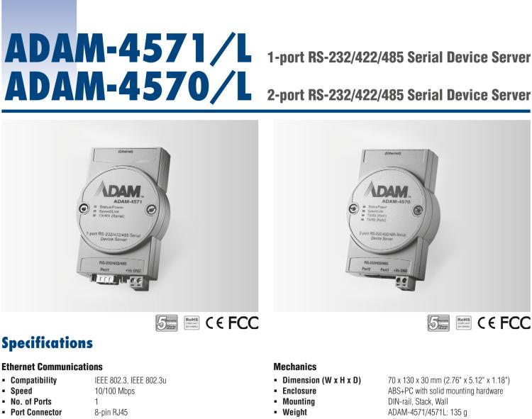 研華ADAM-4571 1端口RS-232/422/485串口設(shè)備聯(lián)網(wǎng)服務(wù)器