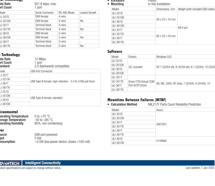 研華BB-485USBTB4WLS-A ULI-351TK USB至RS-485 4-W（TB）轉(zhuǎn)換器 端口號鎖定