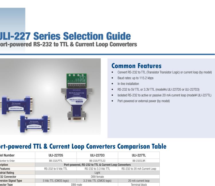 研華BB-232LPTTL33 ULI-227D3 RS-232（DB9母頭）至3.3V TTL（DB9公頭）轉(zhuǎn)換器，端口供電