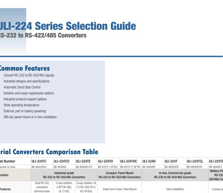 研華BB-485BAT3 ULI-224TB RS-232（DB9母頭至RS-422/485（接線端子）轉(zhuǎn)換器，電池供電