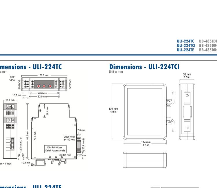 研華BB-4WSD9R ULI-224D RS-232至RS-422/485（2線/4線）轉換器，DB9母頭